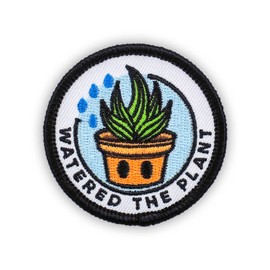 Winks For Days Adulting Merit Badge Embroidered Iron-On Patch (Watered The Plant)