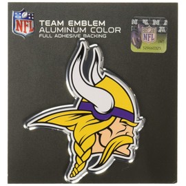 FANMATS 60461 Minnesota Vikings Heavy Duty Aluminum Embossed Color Emblem, Auto Emblem Decal