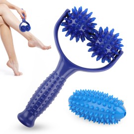 Massage Roller with Handle, Massage Balls, Massage Roller, Self-Massage Roller, Interchangeable Massage Roller with 3 Hedgehog Balls, Massager Fascia Ball for Legs, Feet, Arms, Back