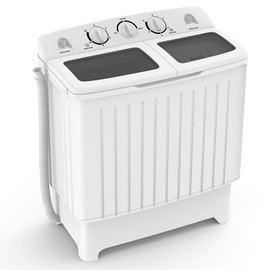 ARLIME Portable Washing Machine, Twin Tub Compact Laundry Washer with Built-in Gravity Drain, 20 lbs Capacity, 12 lbs Washing & 8 lbs Spinning, Washer & Spinner Combo for Home, Apartments, Dorms & RVs