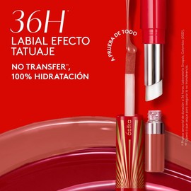 Ésika Labial COLORFIX Duo Tattoo Edición Limitada – Efecto Tatuaje 36H, No Transfer, Hidratación con Karité (Nude Glamour)