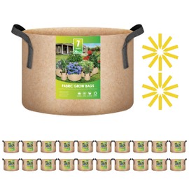 iPower 20-Pack 7 Gallon Grow Bags 300G Thick Nonwoven Aeration Fabric Pots Heavy Duty Plant Containers with Handles for Garden Planting, Tan