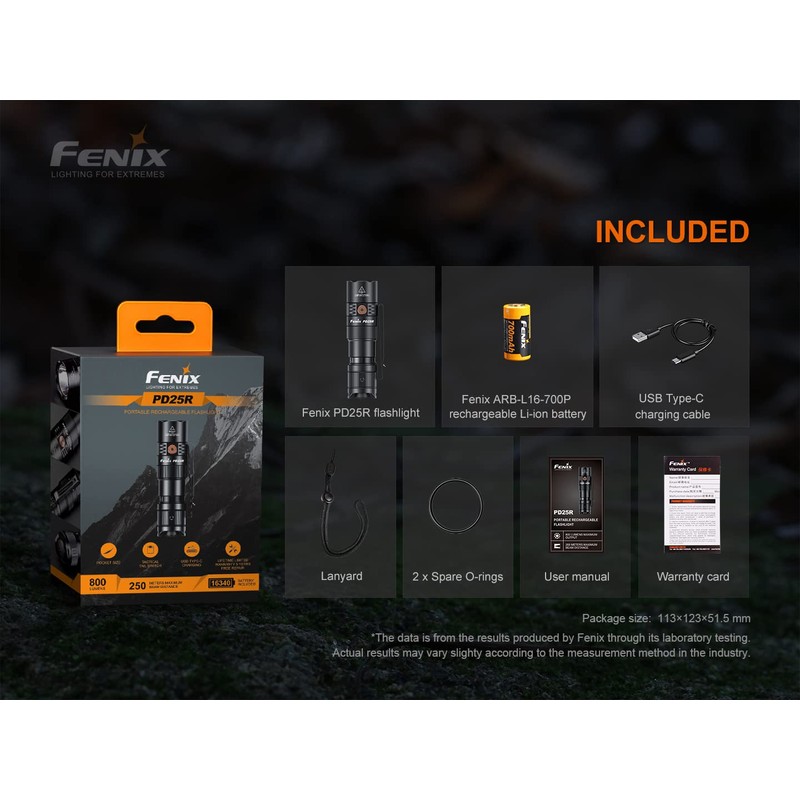 FENIX PD25R Mini-Taschenlampe, wiederaufladbar, 800 Lumen