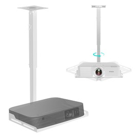 Universal Projector Ceiling Mount with Tray, Projector Wall Mount Hidden Cable Routing, Height Adjustable up to 25.5 inches, Holds up to 22 lbs, Ideal for Home Theater and Office - White