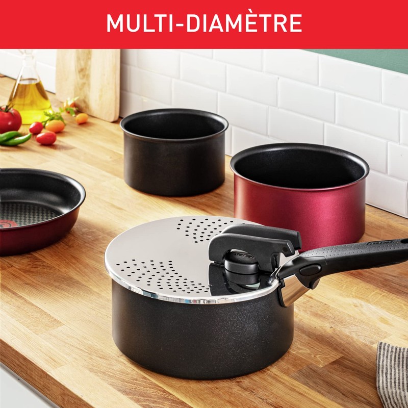 Tefal Ingenio Stainless Steel Drip Lid, Easy Storage, Multi Diameter,