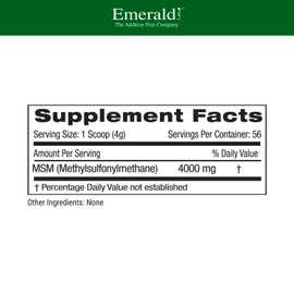 EMERALD LABS MSM Powder - Plant-Sourced Methylsulfonylmethane Supplement for Liver Detox, Joint Health, Skin Health & More - Vegan, Gluten-Free - 8 oz