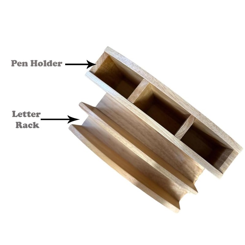 TOP SAVER Wooden Letter Rack and Stationary Holder Home and