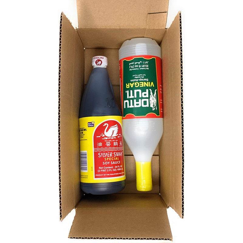 Filipino Datu Puti Vinegar 1000ml and Silver Swan Soy Sauce