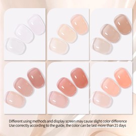 UR SUGAR Rubber Base Gel Polish Set - 6 Colors Builder Extension Gel for Nails 3 In 1 Jelly Nude Pink Hard Gel Apex Rubber Base Gel Strengthener Extension Nail Gel Kit Nail Art Gifts Set for Women