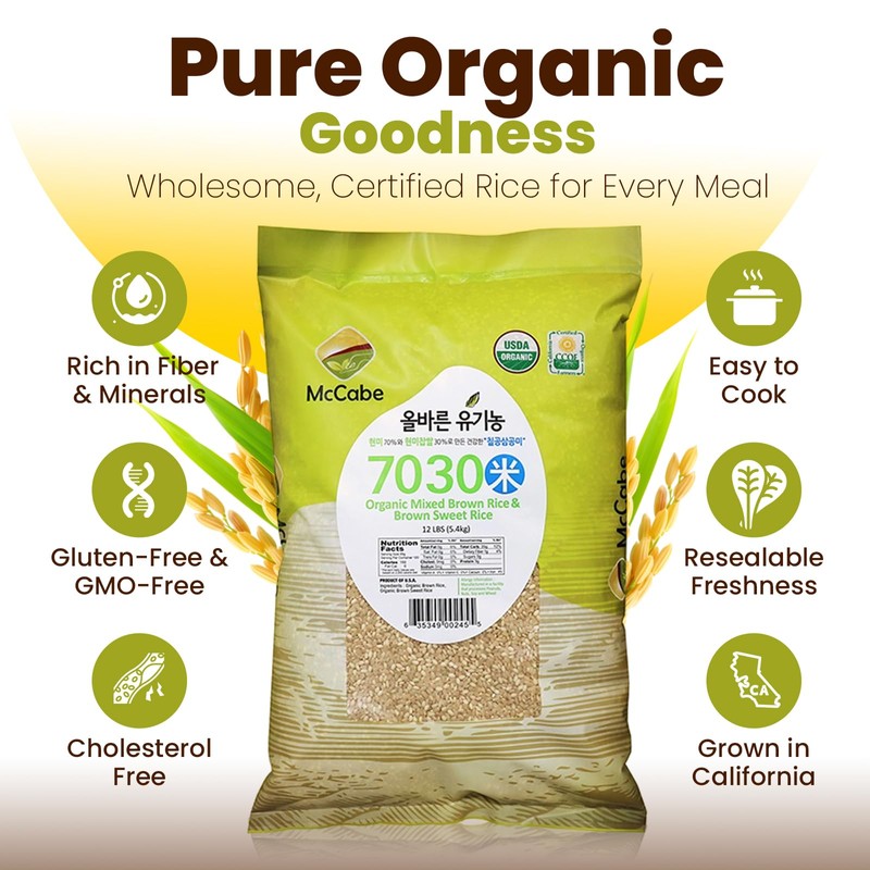 McCabe Organic 7030 (Brown Rice & Brown Sweet Rice), 12-Pound,