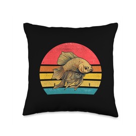 Beta Fish Axisone Vintage Beta Fish Sunset Retro Vintage Design Mom Dad Kids Throw Pillow, 16x16, Multicolor