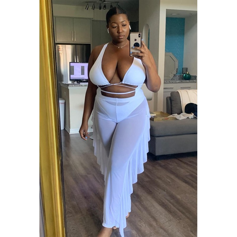 Jumppmile - Traje de baño de malla transparente para mujer,