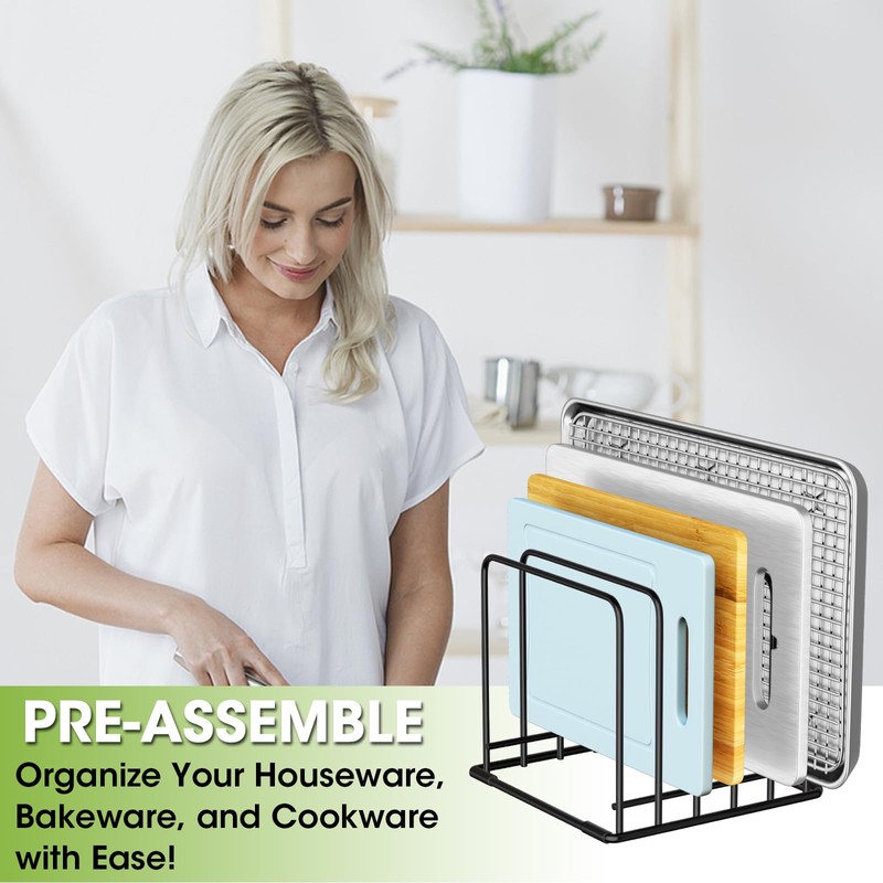 SAGLAU Kitchen Organizer Rack - 5-Slot Heavy-Duty Cutting Board and