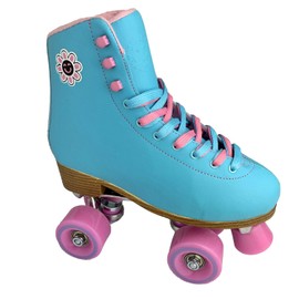 Smiley Skate Supply Smiley Quad Rollerskates (Blue/Pink, 8)