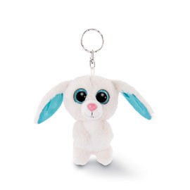 NICI 46610 Glubschis Keyring Rabbit Wolli-Dot 9 cm, Plush Toy Pendant with Key Ring, Soft Toy Key Holder, Plain, White