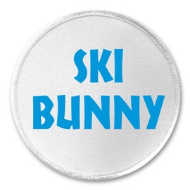 Ski Bunny 3" Sew On Patch Skiing Snow Sport Cute Blue