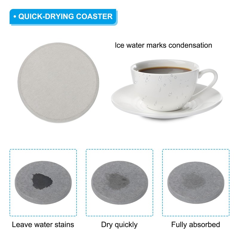 PATIKIL Round Diatomite Drink Coasters 4inch, 3 Pack Water Absorbent