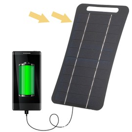Solar Panel Charger, 5W 5V Solar Panel Portable Solar Power Charger USB Monocrystalline Solar Panel Module Portable Solar Charger for Camping Travel Outdoor (Black)