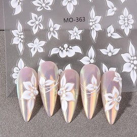 5 Sheets Flower Nail Stickers for Nail Art - YEFIUO 3D Nail Art Stickers Self Adhesive Sliders Colorful Flowers Nail Decals Supplies Winter Spring Floral Holiday Nail Stuff for Nail DIY Decoration