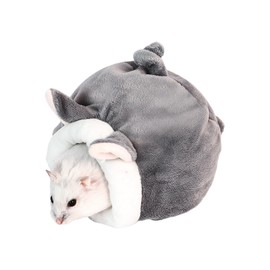 Siliget 1 Pack Hamster Bed, Mini Soft and Warm Hamster House, Small Pet Bedding Cute Winter Sleeping Nest for Hamsters, Hedgehogs, Guinea Pigs - Grey
