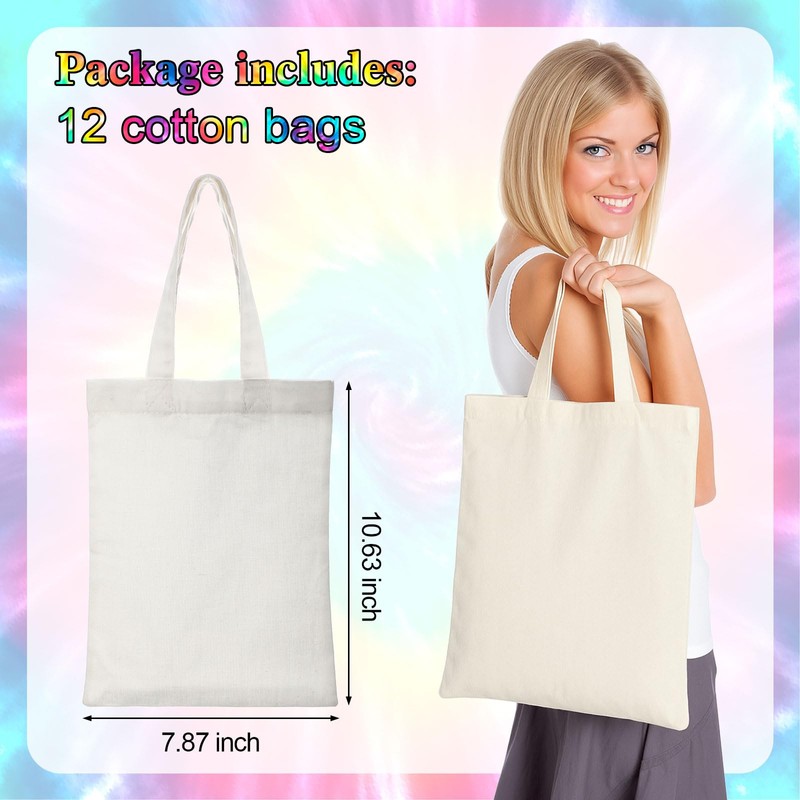 SilTriangle Tie Dye Kit Includes 12 Blank Tote Bags, 12