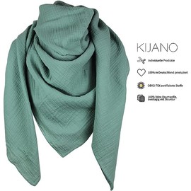 XXL Muslin Scarf 100% Fine Cotton 130 x 130 cm Women's Neckerchief Muslin Scarf Muslin Women Men Women, mint