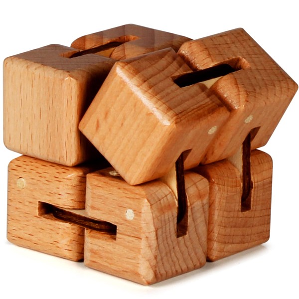BUNMO Wooden Large Infinity Cube Fidget Toy | Eco-Friendly Beechwood Fidget Cube for Adults | Stimulating & Engaging Fidgets for Adults | Teen Boy Toys | Fidget Toys Adults | Gifts for Teenage Boys