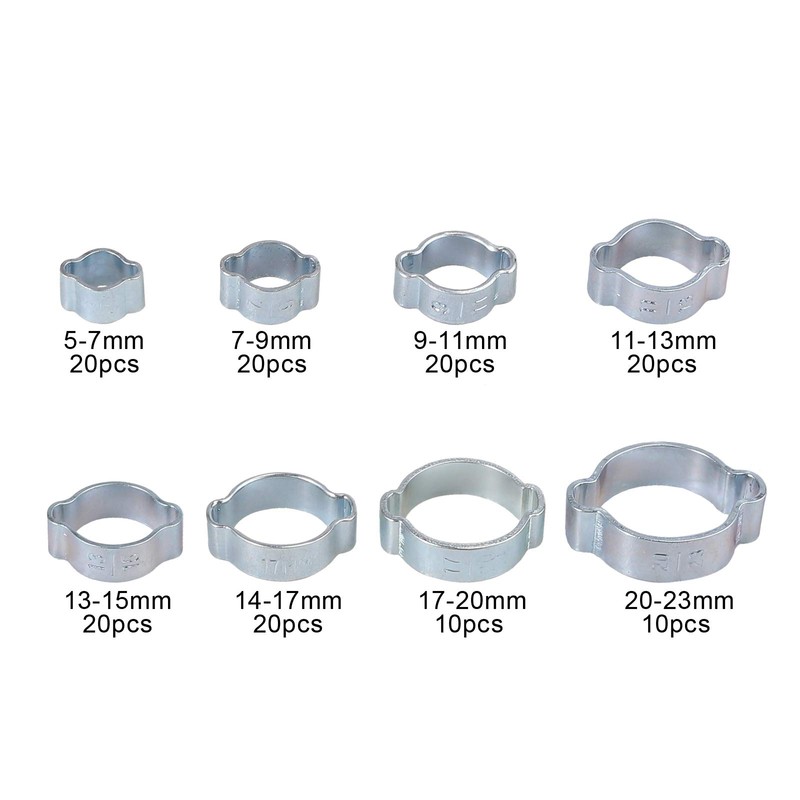Proster 140pcs Double Ear Hose Clamp Assortment - Wide Adjustable