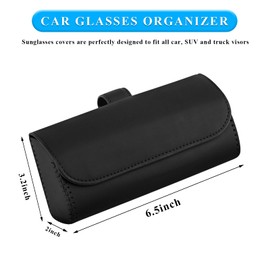 Sylvil Sunglasses Holder for Car Sun Visor, Leather Auto Eyeglasses Organizer Box with Hidden Magnetic Closure, Vehicle Glasses Case Clip Holder, Car Accessories for Women Men (Black)