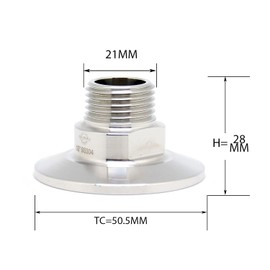 QiiMii 1.5" Tri Clamp Tri Clover Fittings to NPT 1/2" Male Thread Adaptor SS304