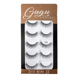 Gugu Lashes Pestañas Silk Mink 3d Fibra Seda 5 Par Gugu Lashes Original