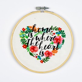 DUTCH STITCH BROTHERS Heart Embroidery Starter Kit with Pattern and Instructions. Stamped Embroidery Kits with Embroidery Clothes with Pattern. 6" Embroidery Hoop