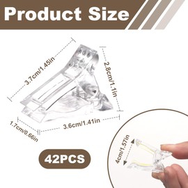 Pack of 42 Polygel Nail Clips, Transparent Nail Tips Clip Nail Tips Clips Nail Tool Clip for Poly Gel Nail Extension