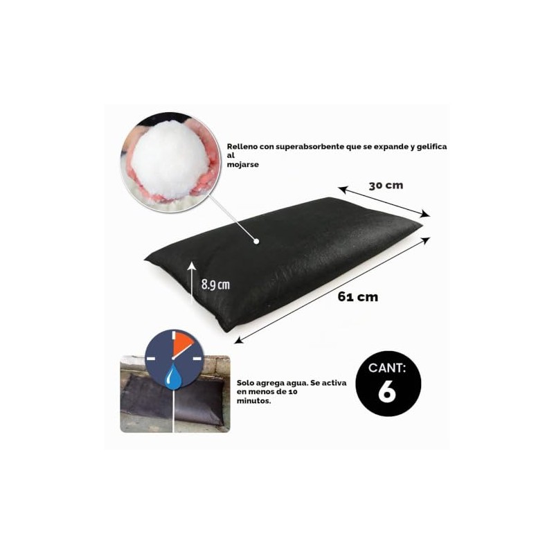 Quick Dam QD1224-6 Bolsas de inundación activadas por Agua