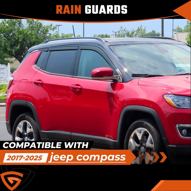 Rain Guards Compatible with Jeep Compass 2017-2026 Black 6 PCS