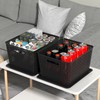 Ggbin 6-Pack Large Plastic Weave Basket with Lid, Black Storage
