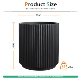 Heyzier Concrete Vertical Planter Outdoor Indoor, Large Cement Plant Pots for Trees Flowers (Black, 16 inch)