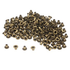 HARFINGTON 200set Grommets Kit Metal Eyelets 2mm Hole Tiny Grommet for Shoes Clothes Belt Bag DIY Project, Bronze