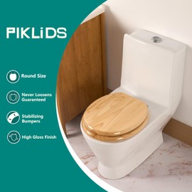 Toilet Seat, Solid Wood, Pine Wood, High Gloss Finish, PIKLiDS (Round)