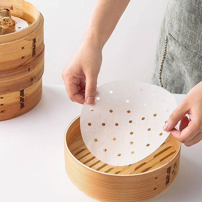 せいろ シート 100枚入り 蒸籠シート 円形 使い捨て 料理用クッキングシー ト 中華セイロ用調理用紙 蒸し器シート