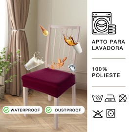 Viste tu hogar Pack of 4 Dining Room Chair Covers, 45 to 55 cm, Without Backrest, 100% High-Quality Polyester, Elastic, Cleaning, Pineapple, Bordeaux