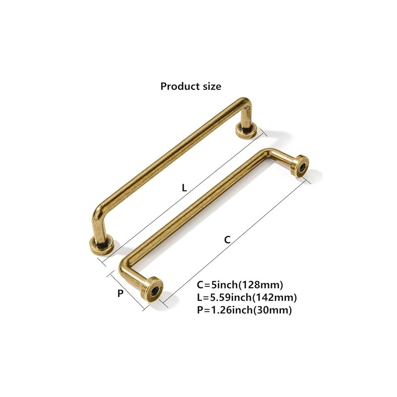 khtumeware 10 Pack Burnished Antique Brass Cabinet Pulls 5" Hole