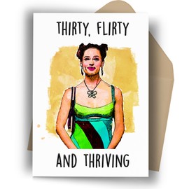 Thirty & Flirty 30th Birthday Card — Sassy & Romantic Blank Card for Her, Includes Envelope