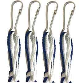 Holy Land Market Tzitzits Set of Four - White with Blue Thread, Messianic Tassels with Hanging Hooks, Royal Blue