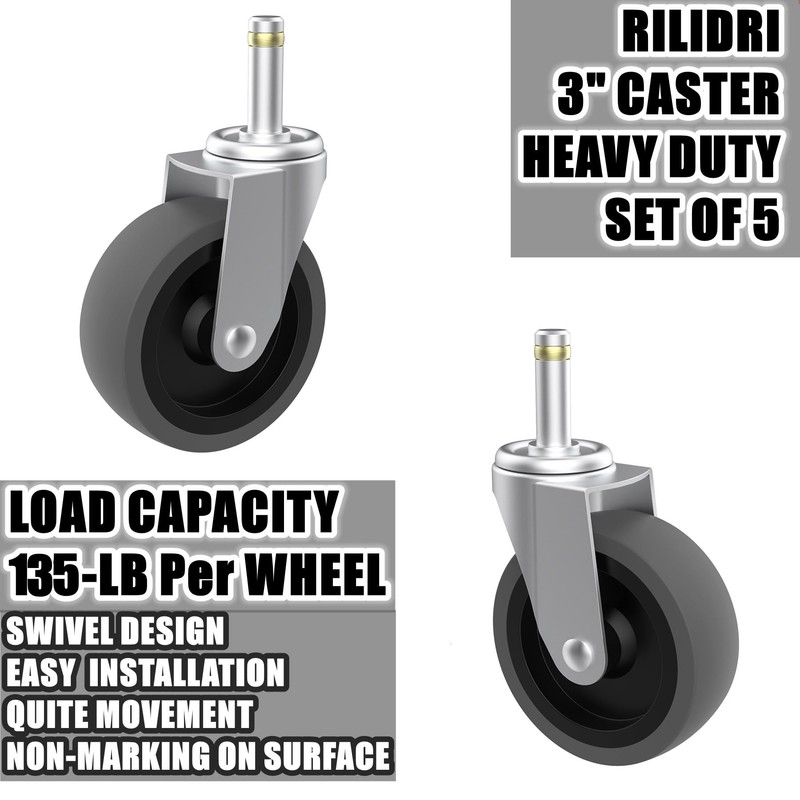 RILIDRI Replcament Casters for Brute Trash Bin Dolly Set of