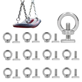 Pack of 12 Ring Nuts M10, 304 Stainless Steel Eye Bolt with 12 M10 × 30 mm Hammer Head Screws Rustproof Eye Bolt Eye Bolt for Trailer Rope Assembly Lifting Accessories