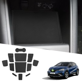Ruiya Compatible with Renault Captur E-Tech 2019-2024 2025 Rubber Mats Door Slot Mat, Captur Non-Slip Mats Centre Consoles Non-Slip Mats Door Seam Mat Drink Holder Mat Captur Accessories