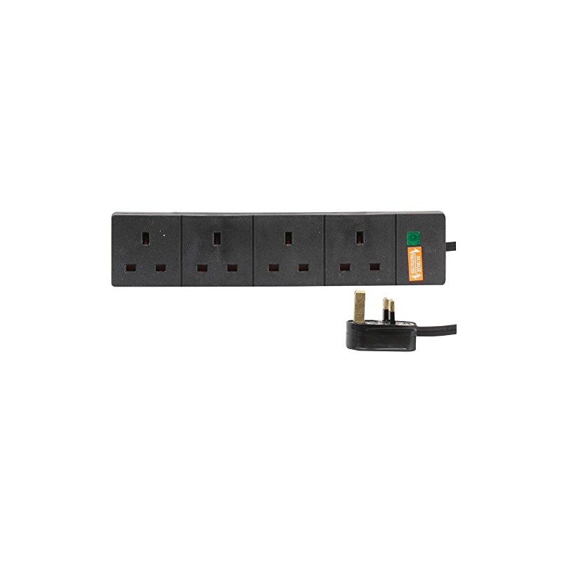 Pro-Elec1 m 4 Way Surge Protected Extension Lead - Black