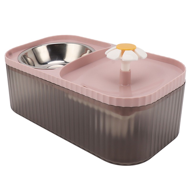 Cat Water Fountain Food Bowl High Capacity Quiet 2 In