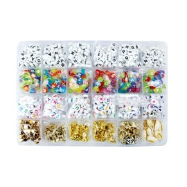 Pracht Creatives Hobby 5887-07501 5887-07501-DIY Craft Set with Letter Beads and Metal Accessories in Various Designs, Bead Set for Decorating Jewellery and Accessories, Multi-Colour